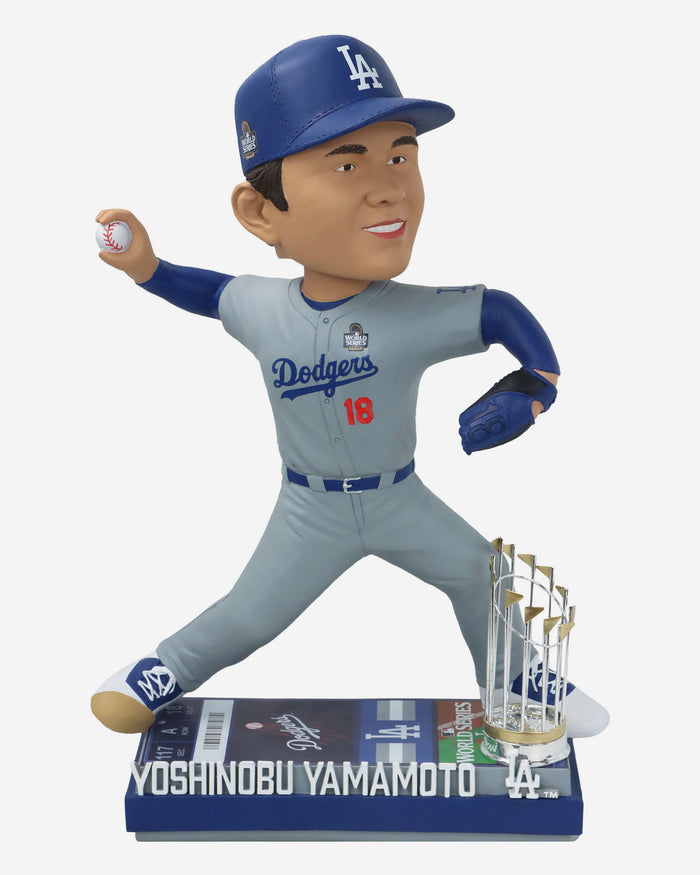 Yoshinobu Yamamoto Los Angeles Dodgers 2024 World Series Champions 18 in Bobblehead FOCO - FOCO.com