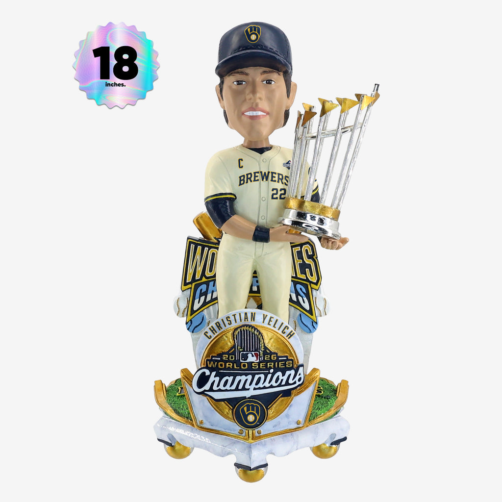 Christian Yelich Milwaukee Brewers 2026 World Series Champions Celebration 18 in Player Bobblehead FOCO - FOCO.com
