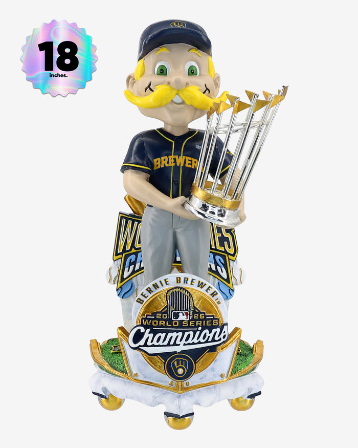 Bernie Brewer Milwaukee Brewers 2026 World Series Champions Celebration 18 in Mascot Bobblehead FOCO - FOCO.com