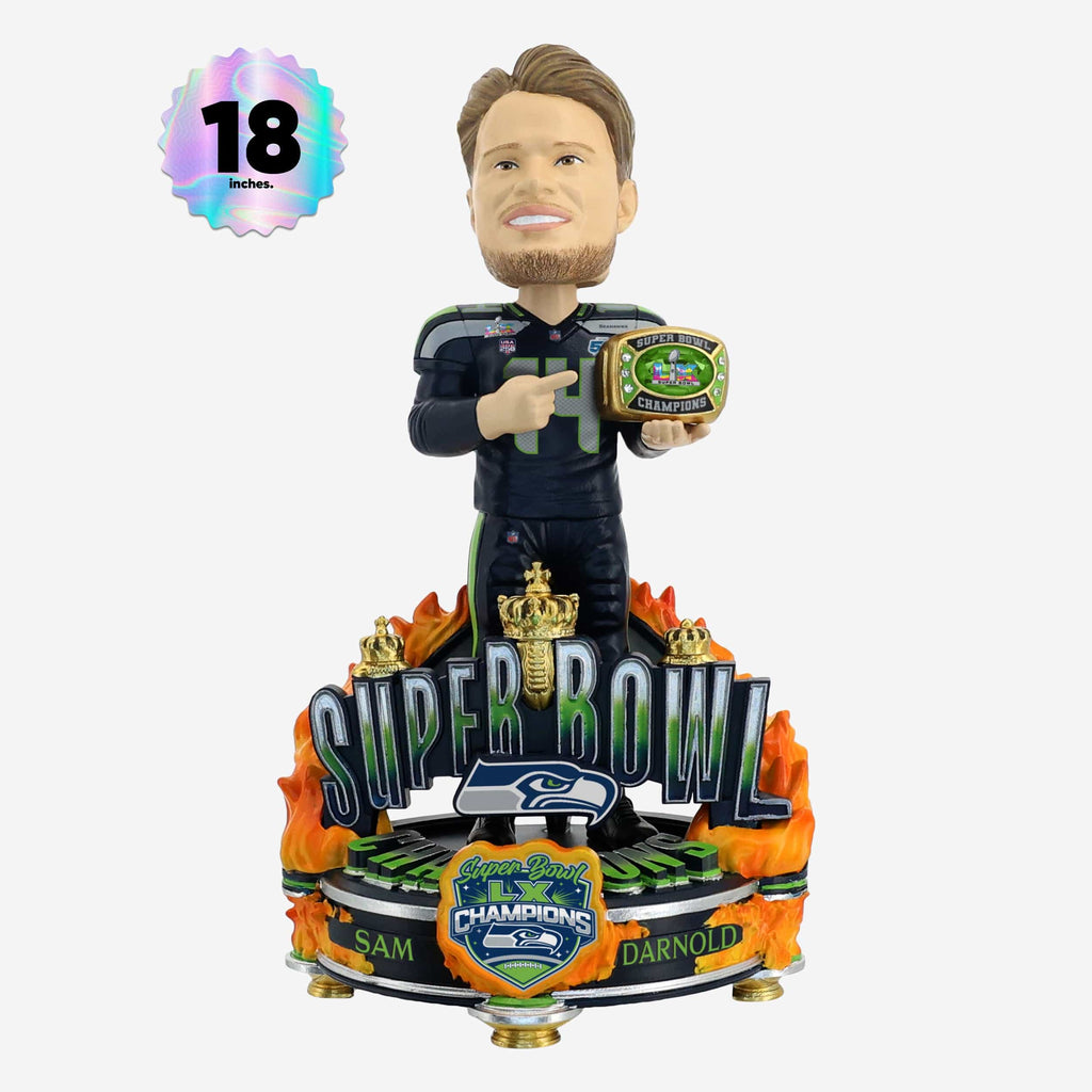 Sam Darnold Seattle Seahawks Super Bowl LX Champions 18 in Bobblehead FOCO - FOCO.com