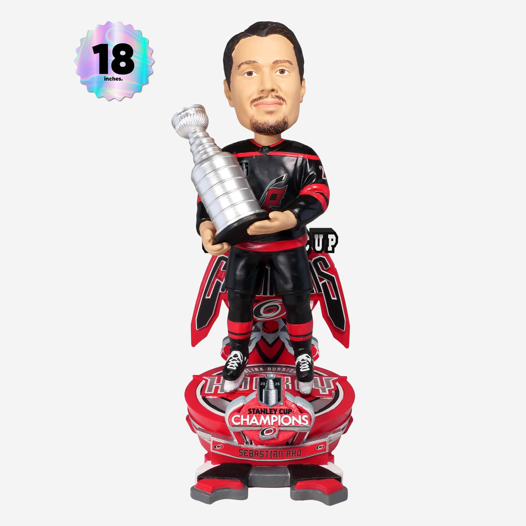 Sebastian Aho Carolina Hurricanes 2026 Stanley Cup Champions Celebration 18 in Bobblehead FOCO - FOCO.com