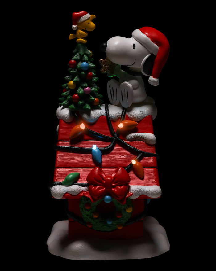 Snoopy & Woodstock Peanuts Christmas Doghouse Light Up Bobblehead FOCO - FOCO.com