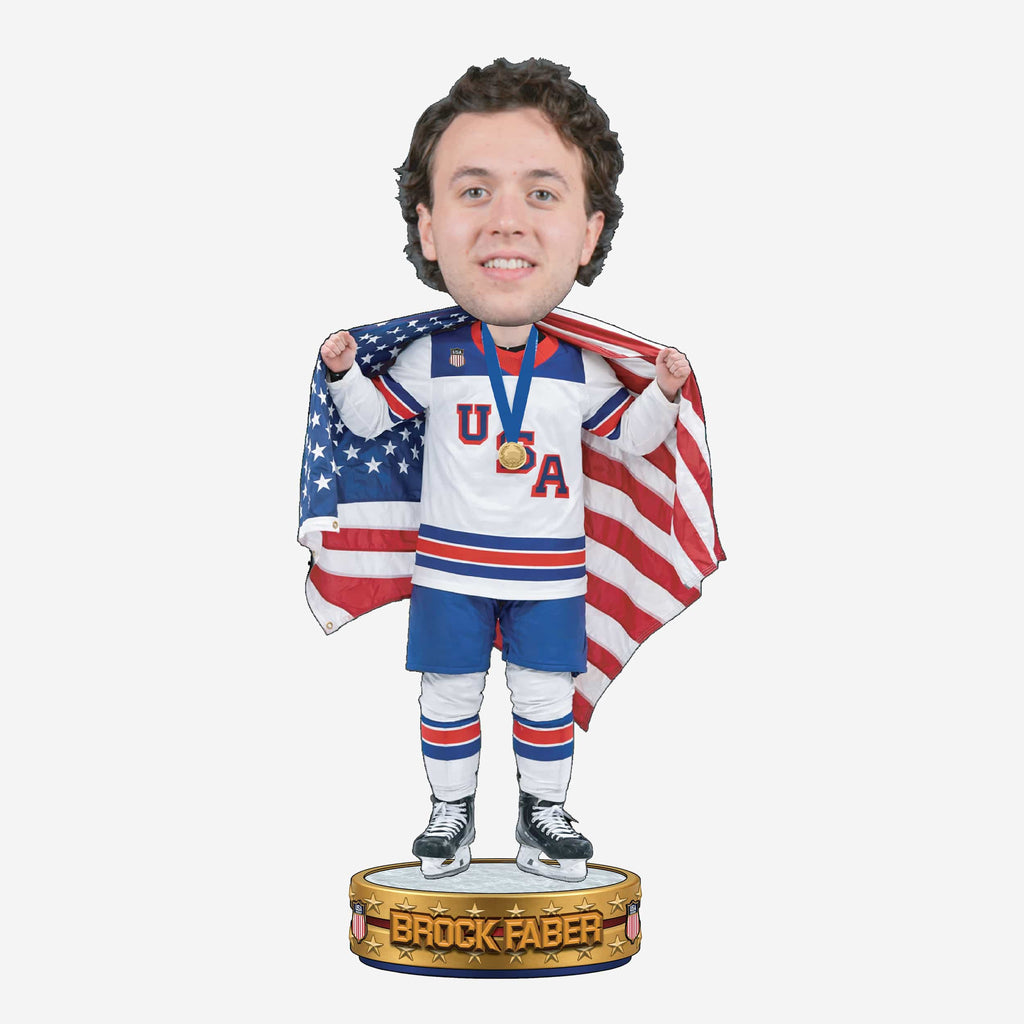 Brock Faber Team USA Men's Hockey American Flag Bobblehead FOCO - FOCO.com