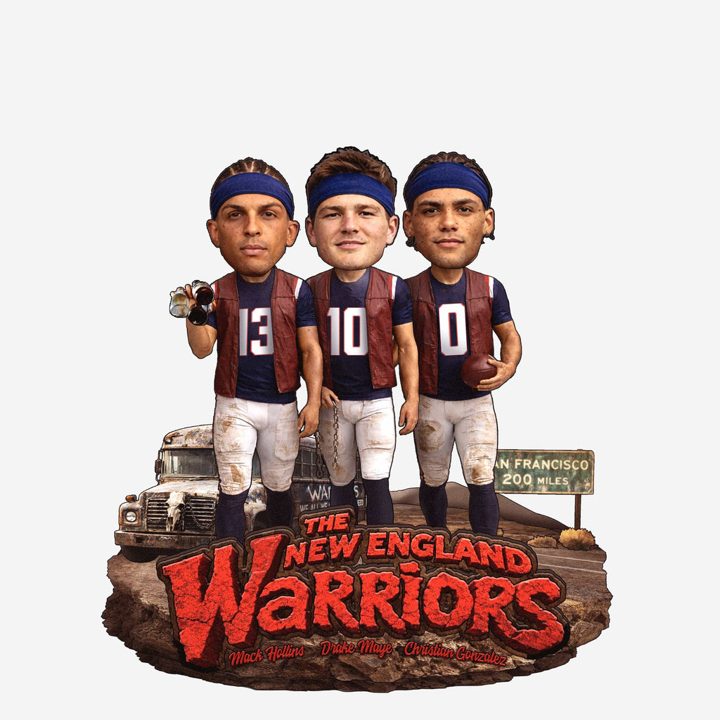 Drake Maye & Christian Gonzalez & Mack Hollins Warriors Mini Scene Bobblehead FOCO - FOCO.com