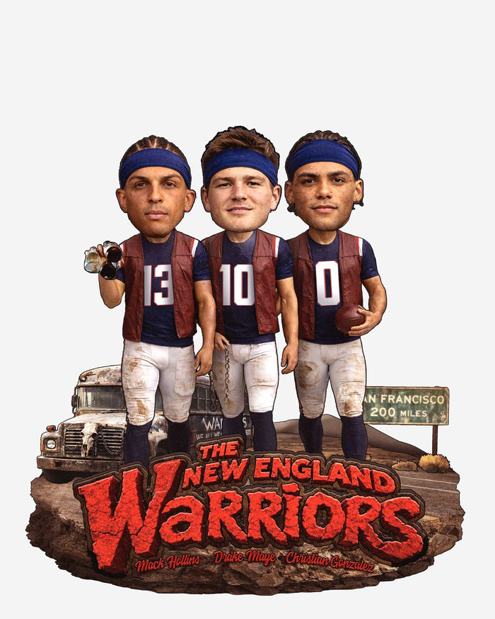 Drake Maye & Christian Gonzalez & Mack Hollins Warriors Mini Scene Bobblehead FOCO - FOCO.com