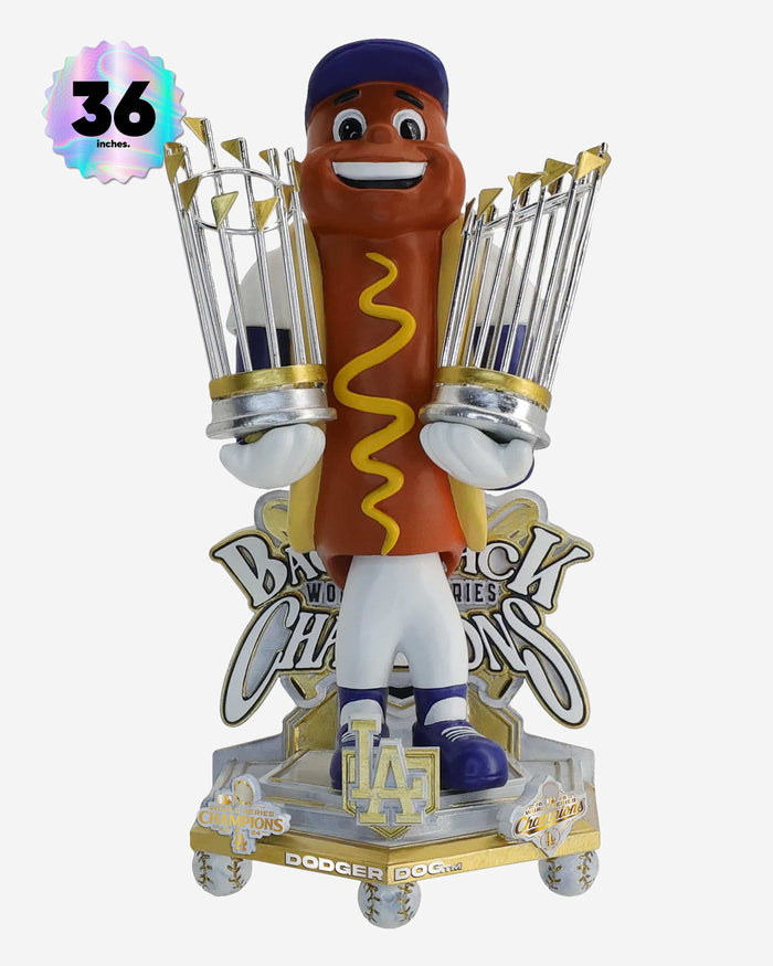 Dodger Dog Los Angeles Dodgers 2025 Back To Back World Series Champions Celebration 3 Ft Mascot Bobblehead FOCO - FOCO.com