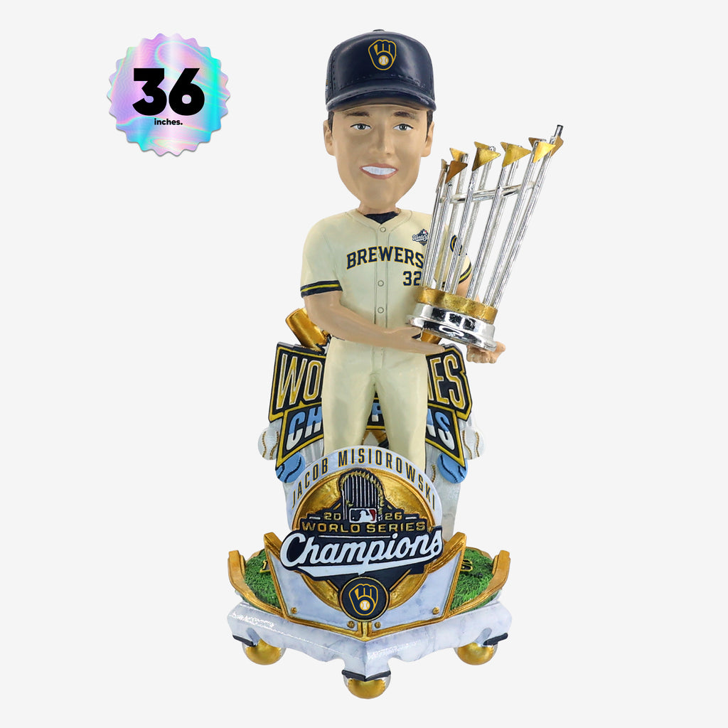 Jacob Misiorowski Milwaukee Brewers 2026 World Series Champions Celebration 3 Ft Player Bobblehead FOCO - FOCO.com