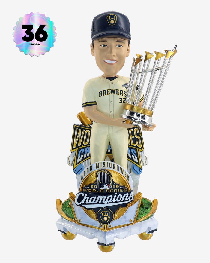 Jacob Misiorowski Milwaukee Brewers 2026 World Series Champions Celebration 3 Ft Player Bobblehead FOCO - FOCO.com
