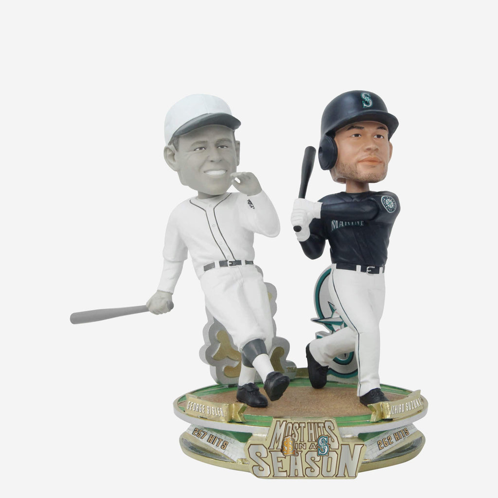 Ichiro Suzuki & George Sisler Seattle Mariners & St Louis Browns Single-Season Hit Record 20th Anniversary Dual Bobblehead FOCO - FOCO.com