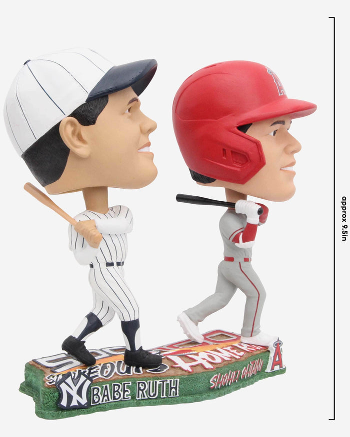 Babe Ruth & Shohei Ohtani New York Yankees & Los Angeles Angels 500 Strikeouts 100 Home Runs Dual Bighead Bobblehead FOCO - FOCO.com