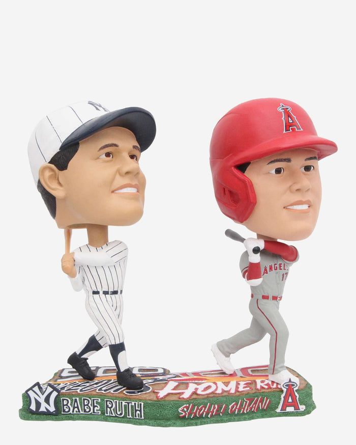 Babe Ruth & Shohei Ohtani New York Yankees & Los Angeles Angels 500 Strikeouts 100 Home Runs Dual Bighead Bobblehead FOCO - FOCO.com