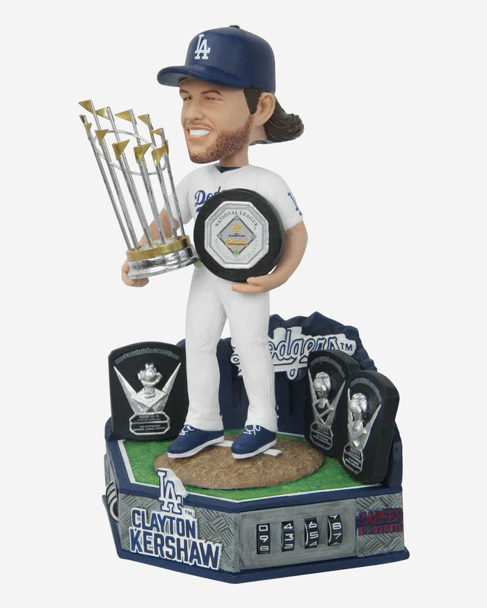 Clayton Kershaw Los Angeles Dodgers Career Wins & Strikeouts Double Counter Bobblehead FOCO - FOCO.com