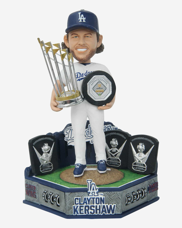 Clayton Kershaw Los Angeles Dodgers Career Wins & Strikeouts Double Counter Bobblehead FOCO - FOCO.com