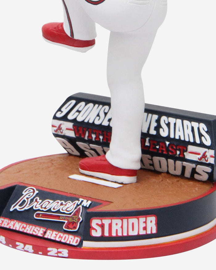 Spencer Strider Atlanta Braves Franchise Consecutive Starts with Nine Strikeouts Record Bobblehead FOCO - FOCO.com