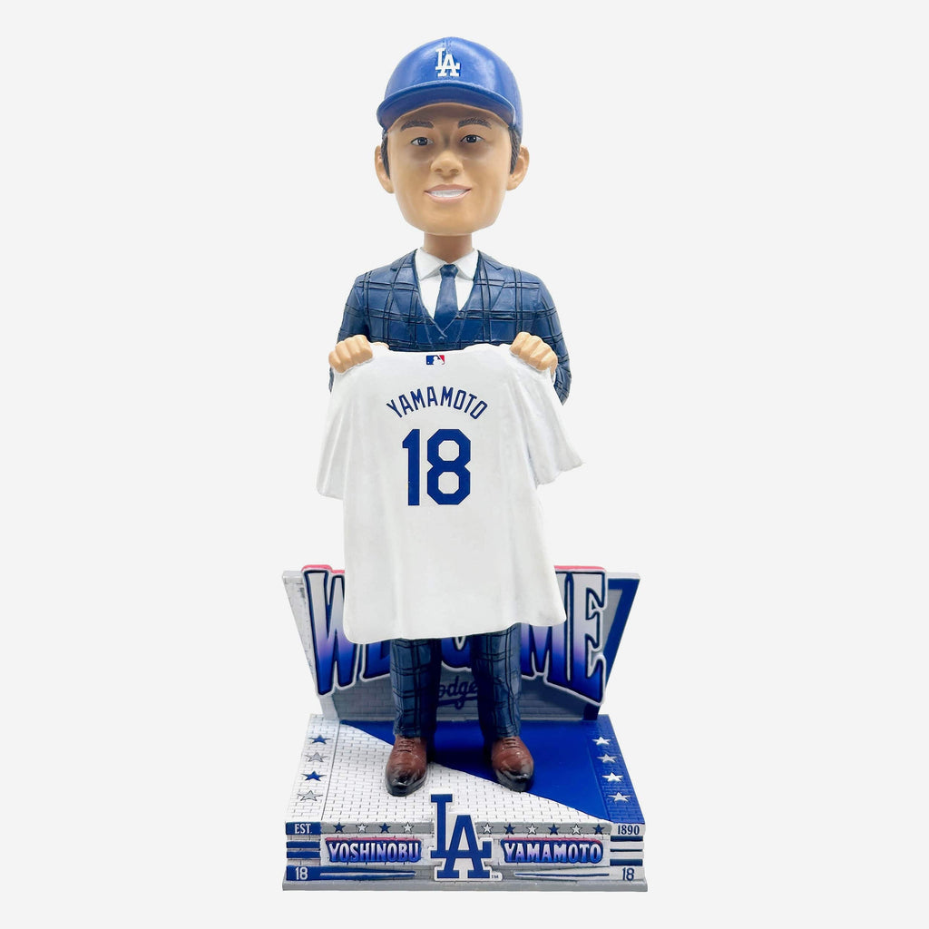 Yoshinobu Yamamoto Los Angeles Dodgers Welcome to the Team Bobblehead FOCO - FOCO.com