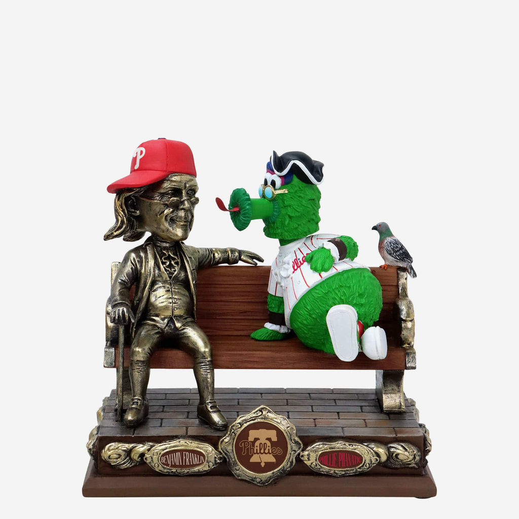 Phillie Phanatic & Ben Franklin Philadelphia Phillies Park Bench Dual Bobblehead FOCO - FOCO.com