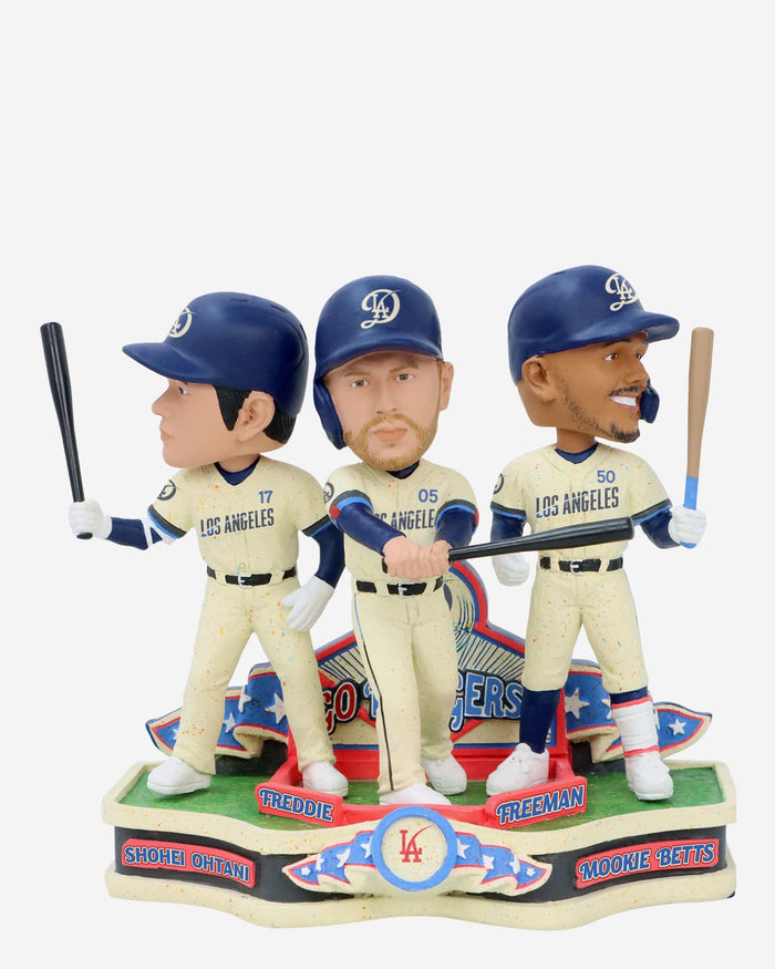 Shohei Ohtani & Freddie Freeman & Mookie Betts Los Angeles Dodgers 2024 City Connect Triple Bobblehead FOCO - FOCO.com