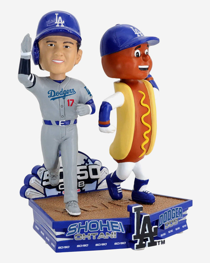 Shohei Ohtani & Dodger Dog Los Angeles Dodgers 50 Home Runs & 50 Stolen Bases Dual Bobblehead FOCO - FOCO.com