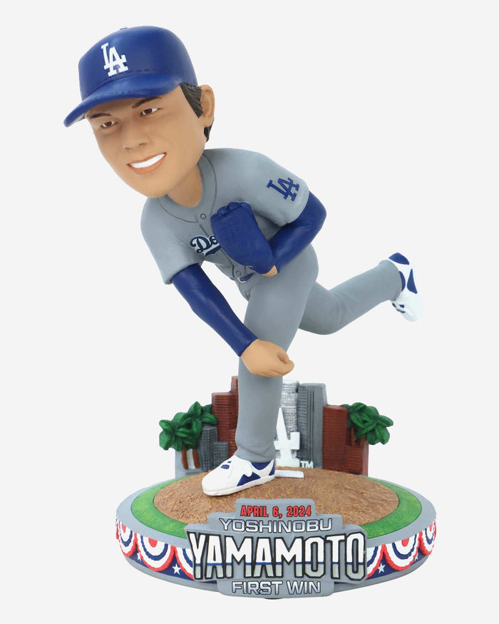 Yoshinobu Yamamoto Los Angeles Dodgers First Dodger Win Bobblehead FOCO - FOCO.com