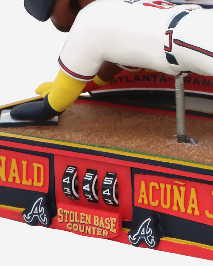 Ronald Acuna Jr Atlanta Braves Franchise Stolen Base Record Counter Bobblehead FOCO - FOCO.com