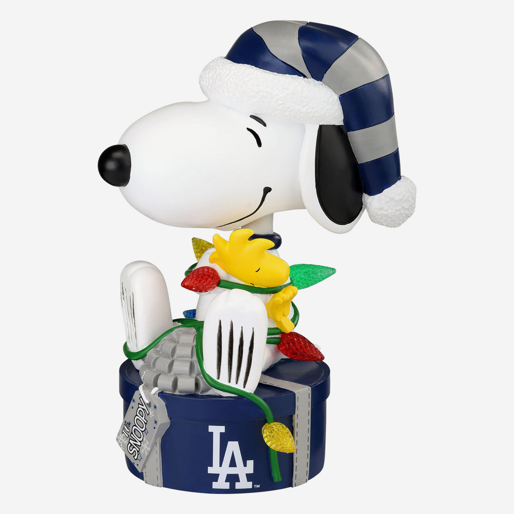 Los Angeles Dodgers Snoopy & Woodstock Peanuts Christmas Light Up Bobblehead FOCO - FOCO.com