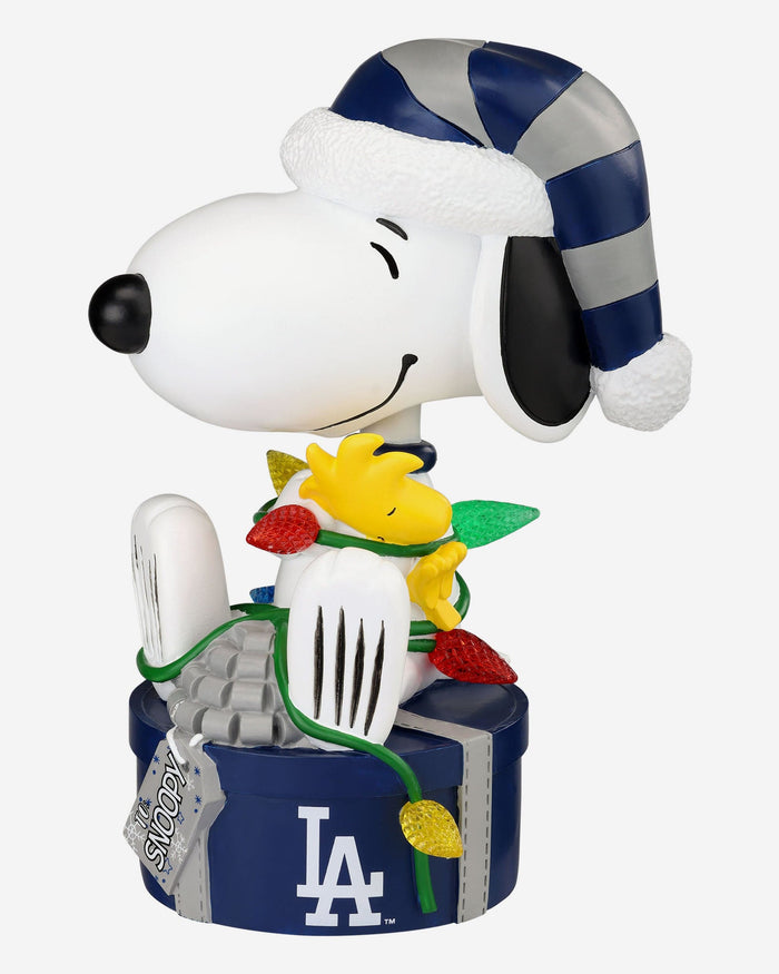 Los Angeles Dodgers Snoopy & Woodstock Peanuts Christmas Light Up Bobblehead FOCO - FOCO.com