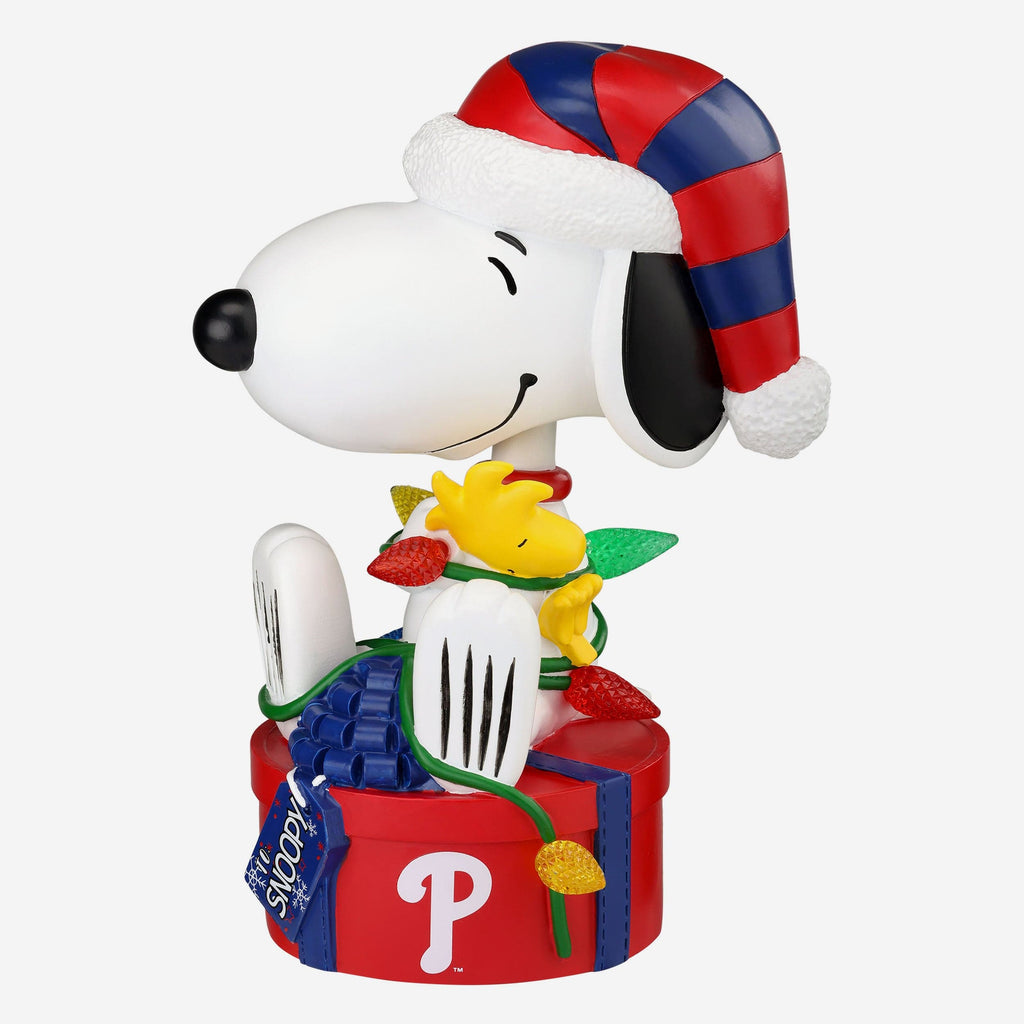 Philadelphia Phillies Snoopy & Woodstock Peanuts Christmas Light Up Bobblehead FOCO - FOCO.com