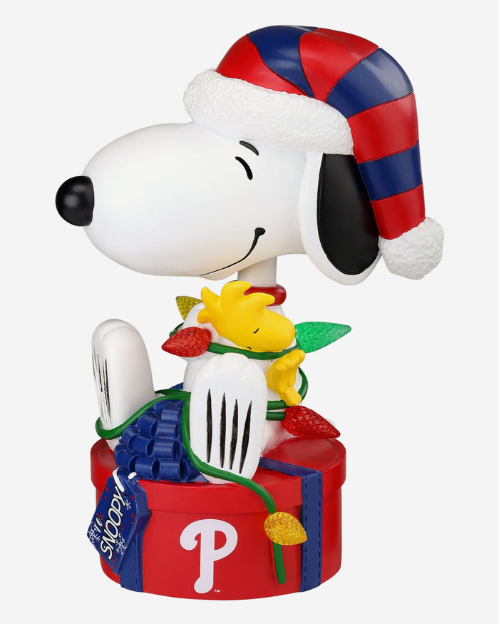 Philadelphia Phillies Snoopy & Woodstock Peanuts Christmas Light Up Bobblehead FOCO - FOCO.com