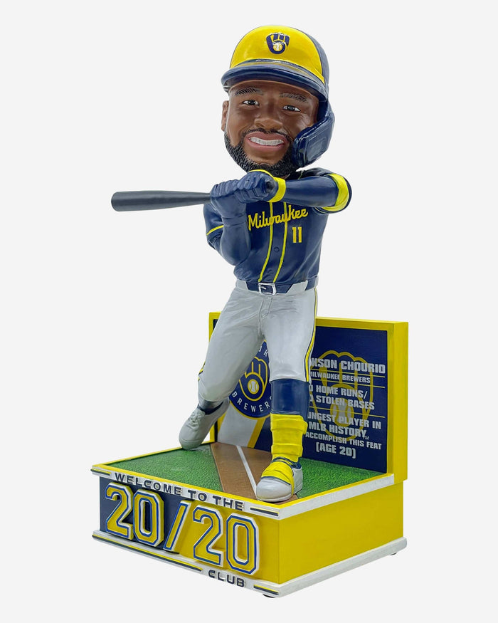Jackson Chourio Milwaukee Brewers Youngest Ever 20 Home Runs and 20 Stolen Bases Season Bobblehead FOCO - FOCO.com