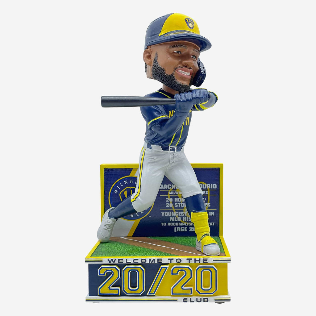 Jackson Chourio Milwaukee Brewers Youngest Ever 20 Home Runs and 20 Stolen Bases Season Bobblehead FOCO - FOCO.com