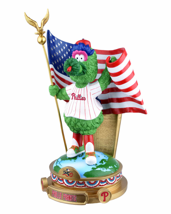Phillie Phanatic Philadelphia Phillies America's 250th Anniversary Flag Mascot Bobblehead FOCO - FOCO.com