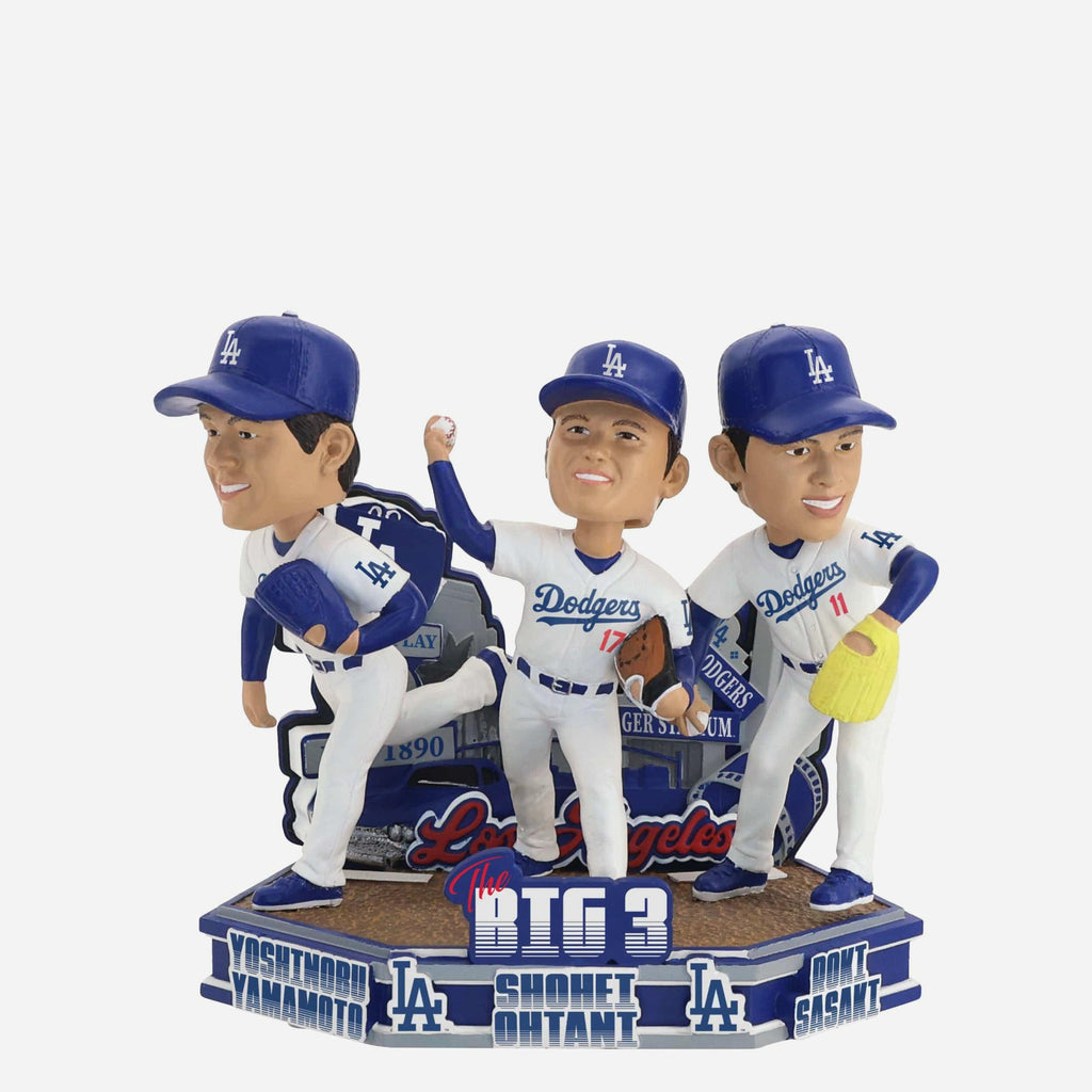 Roki Sasaki & Shohei Ohtani & Yoshinobu Yamamoto Los Angeles Dodgers Big 3 Triple Bobblehead FOCO - FOCO.com