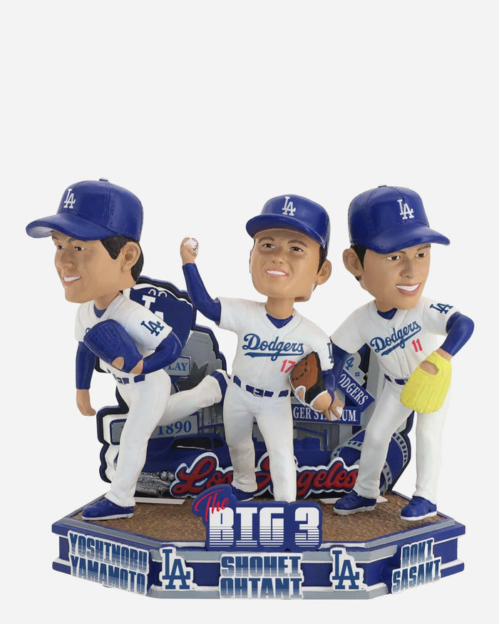 Roki Sasaki & Shohei Ohtani & Yoshinobu Yamamoto Los Angeles Dodgers Big 3 Triple Bobblehead FOCO - FOCO.com