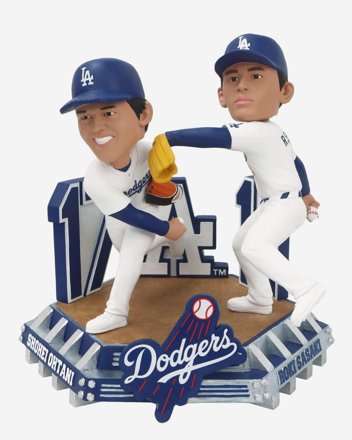 Roki Sasaki & Shohei Ohtani Los Angeles Dodgers Pitching Dual Bobblehead FOCO - FOCO.com