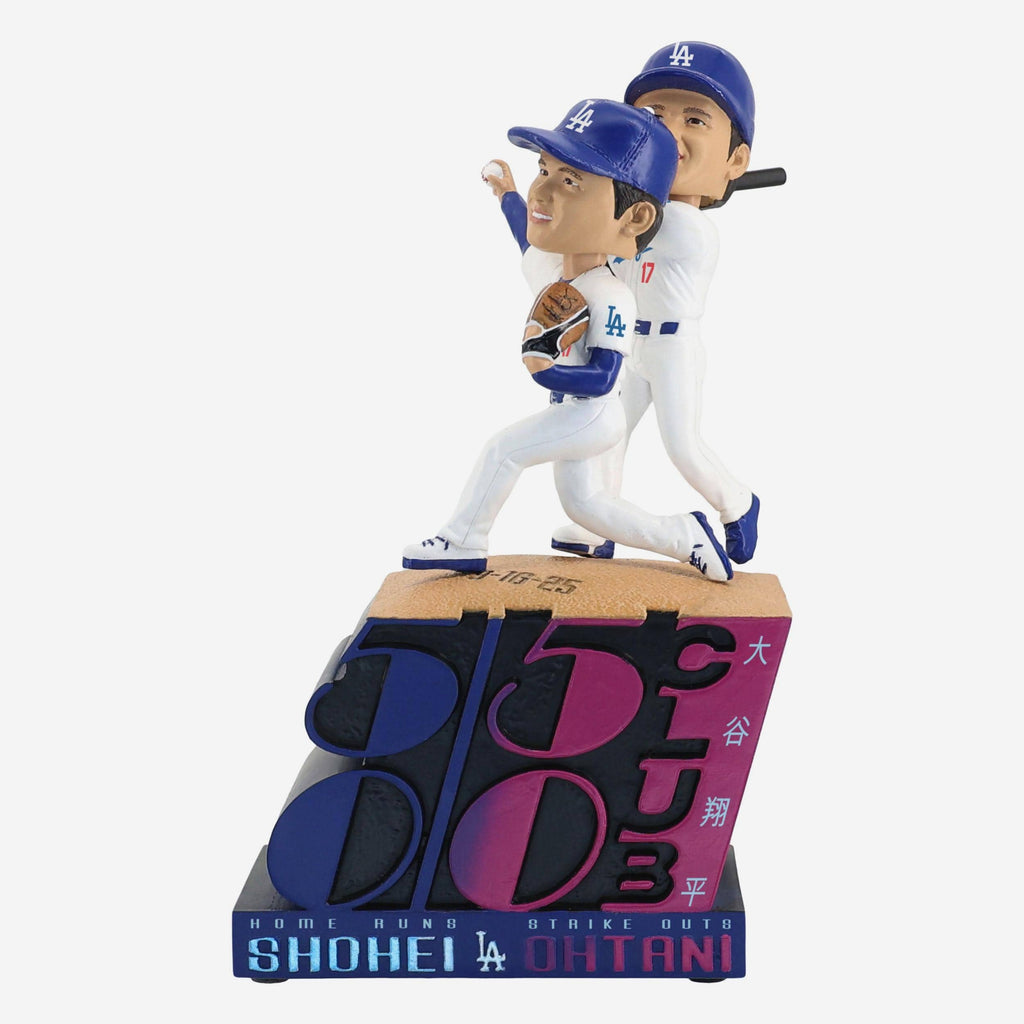 Shohei Ohtani Los Angeles Dodgers 50 Home Runs & 50 Strikeouts Season Dual Mini Bobblehead Scene FOCO - FOCO.com
