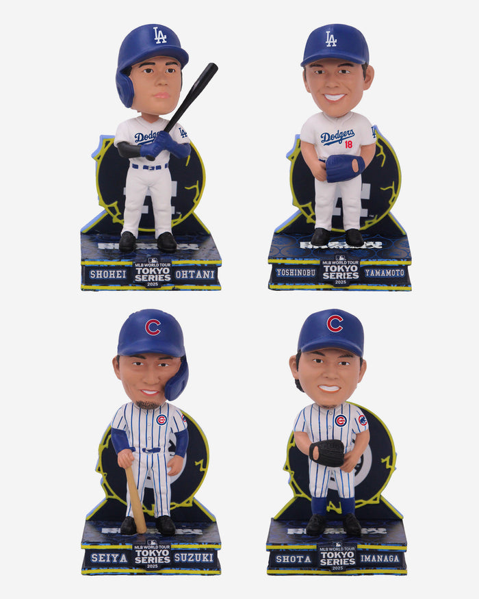 Chicago Cubs & Los Angeles Dodgers 2025 Tokyo Series 4 Pack Mini Bighead Bobbleheads FOCO - FOCO.com