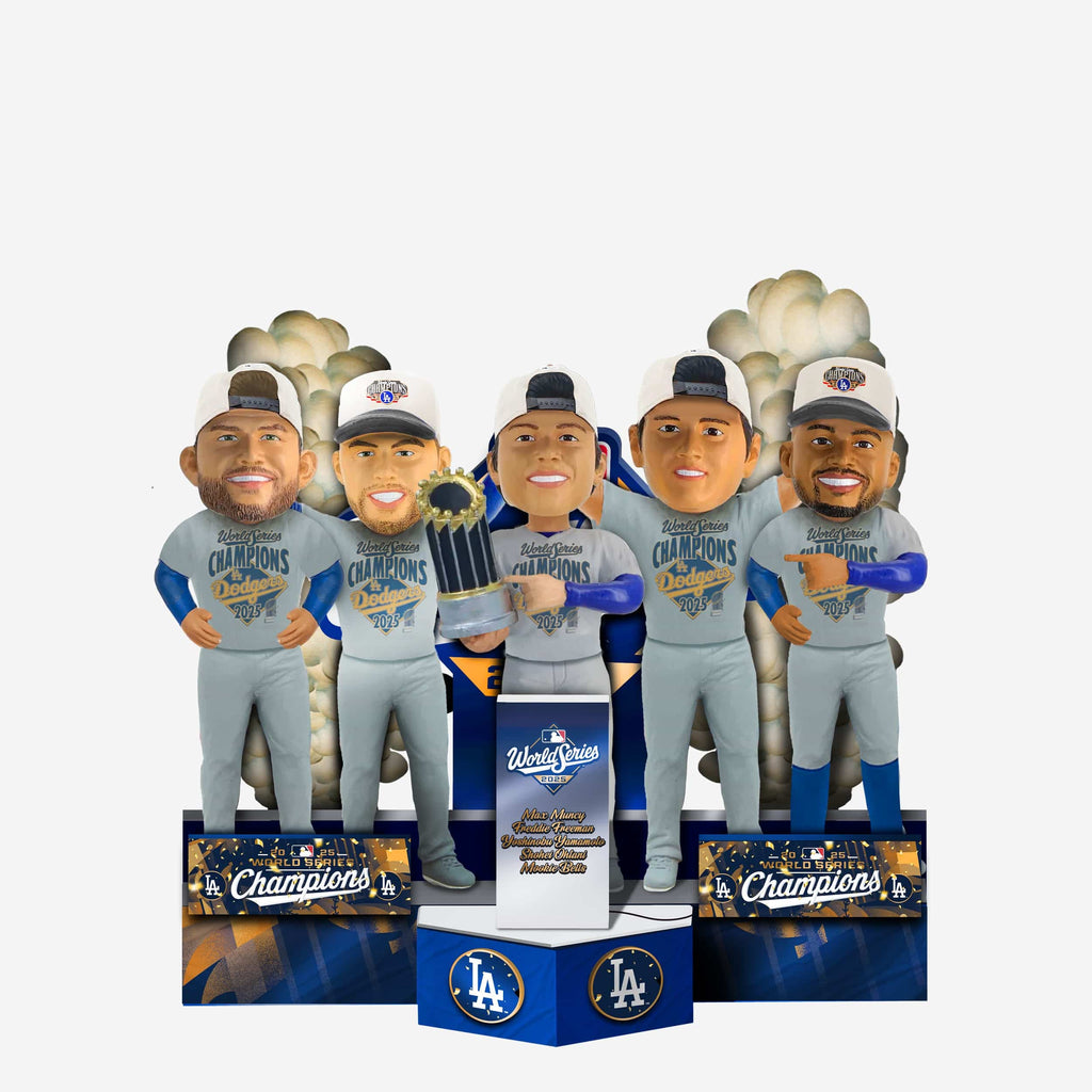 Los Angeles Dodgers 2025 World Series Champions Comeback of the Ages Podium Mini Bobblehead Scene