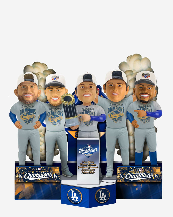 Los Angeles Dodgers 2025 World Series Champions Comeback of the Ages Podium Mini Bobblehead Scene