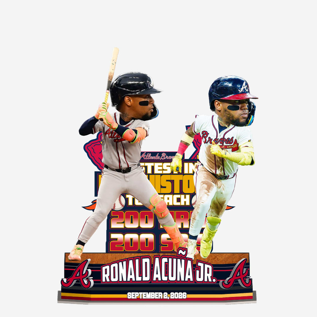Ronald Acuna Jr Atlanta Braves Fastest in MLB History to 200 Home Runs & 200 Stolen Bases Bobblehead FOCO - FOCO.com
