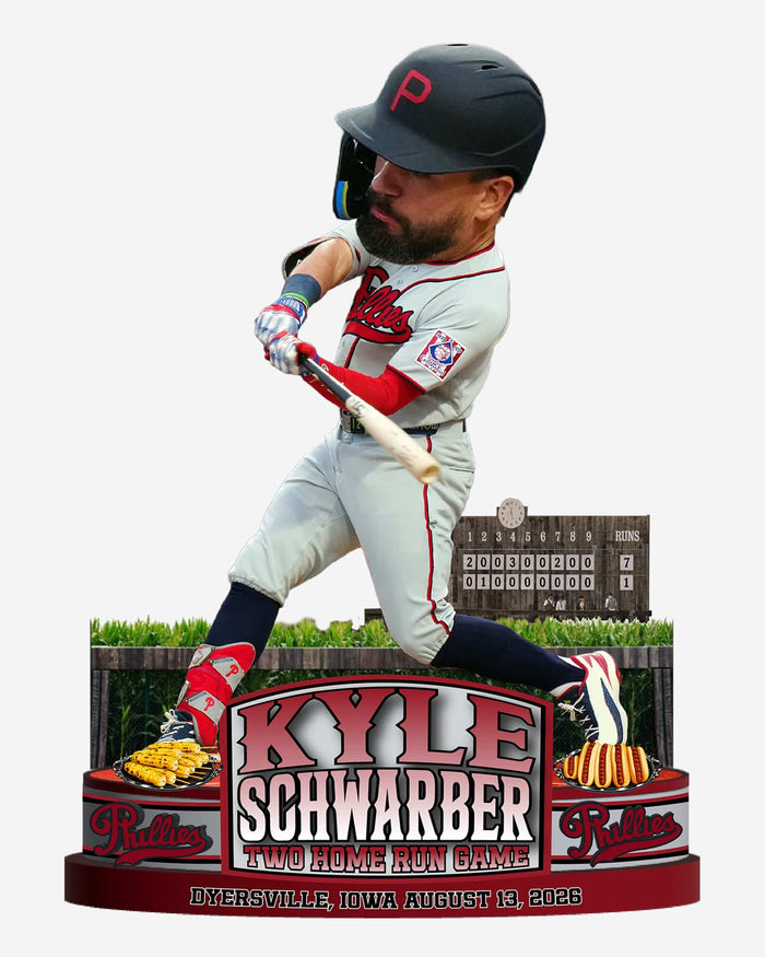 Kyle Schwarber Philadelphia Phillies 2026 Dyersville 2 Home Run Game Bobblehead