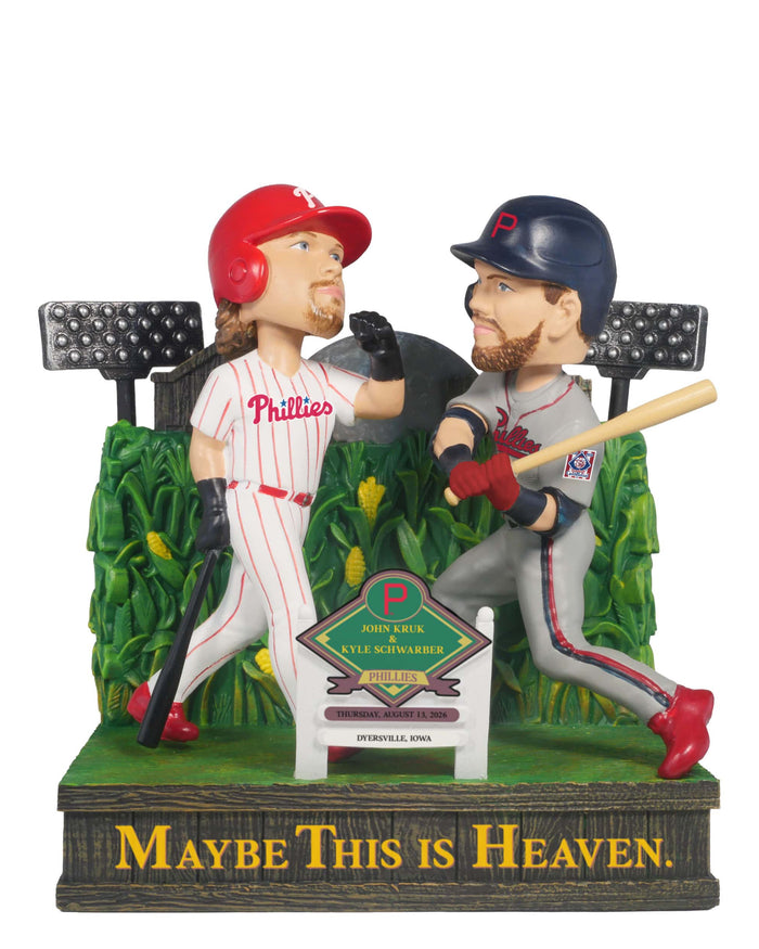 John Kruk & Kyle Schwarber Philadelphia Phillies 2026 Dyersville Then and Now Bobblehead