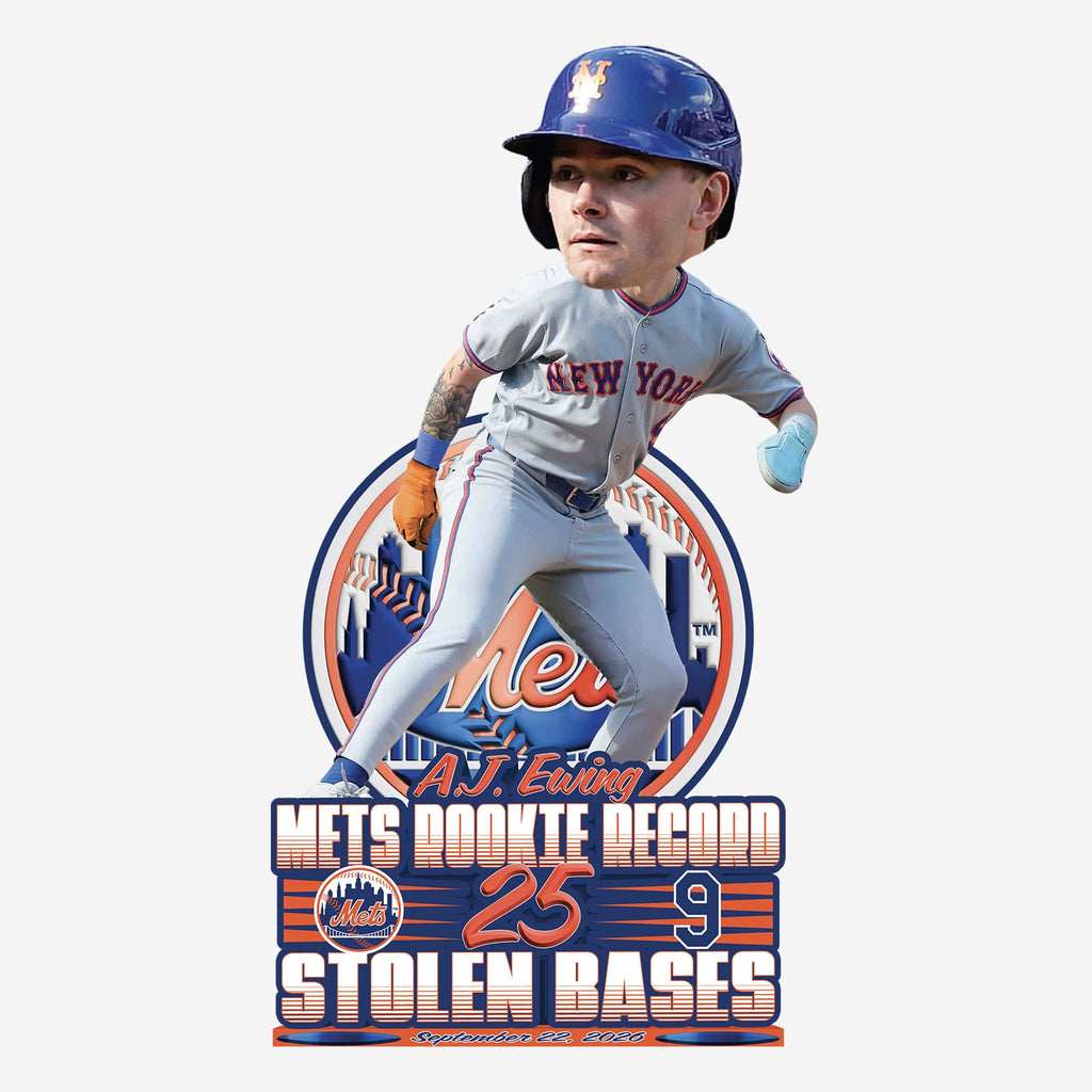 AJ Ewing New York Mets Single Season Stolen Bases Franchise Rookie Record Bobblehead FOCO - FOCO.com