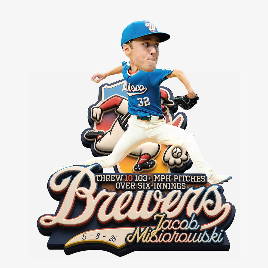 Jacob Misiorowski Milwaukee Brewers Historic Heat Bobblehead FOCO - FOCO.com