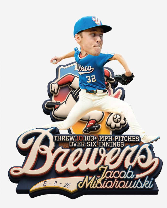Jacob Misiorowski Milwaukee Brewers Historic Heat Bobblehead FOCO - FOCO.com