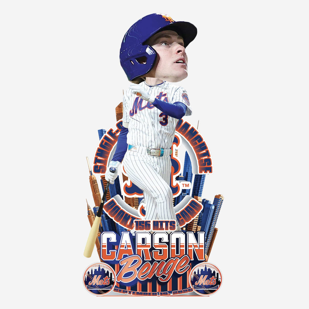Carson Benge New York Mets Franchise Single Season Rookie Hit Record Bobblehead FOCO - FOCO.com