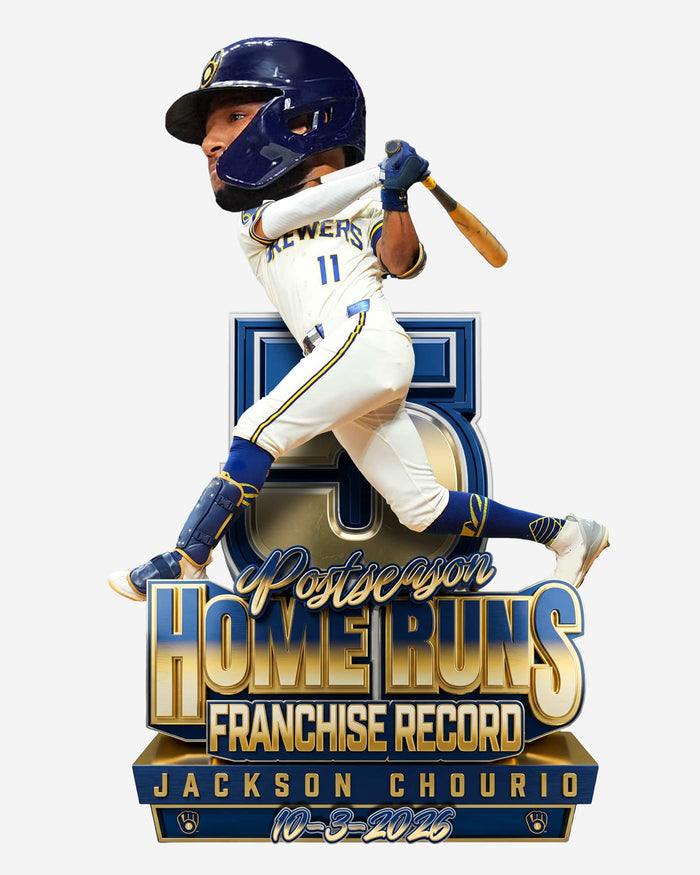 Jackson Chourio Milwaukee Brewers Most Postseason Home Runs Franchise Record Bobblehead