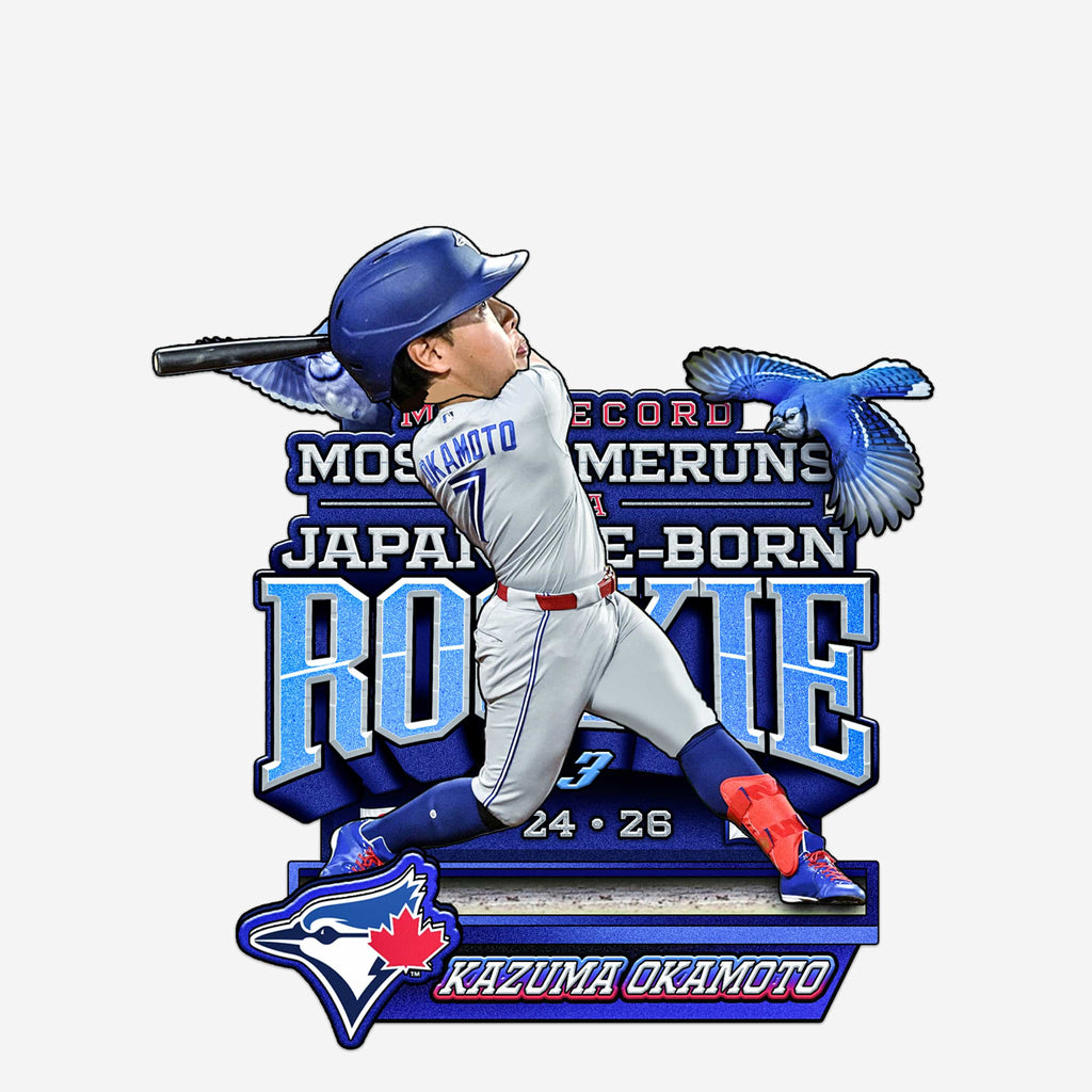 Kazuma Okamoto Toronto Blue Jays MLB Record for Home Runs by Japanese Rookie Bobblehead FOCO - FOCO.com