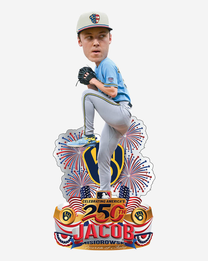 Jacob Misiorowski Milwaukee Brewers USA 250 Fourth of July Jersey Bobblehead