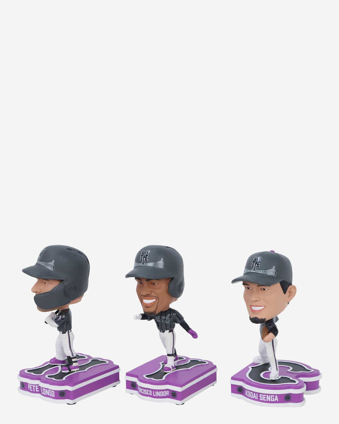 New York Mets 2024 City Connect Connecting Base 3 Pack Mini Bighead Bobblehead Set FOCO - FOCO.com