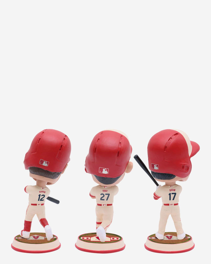 Shohei Ohtani & Mike Trout & Hunter Renfroe Los Angeles Angels 3 Pack Field Stripe Mini Bighead Bobblehead Set FOCO - FOCO.com